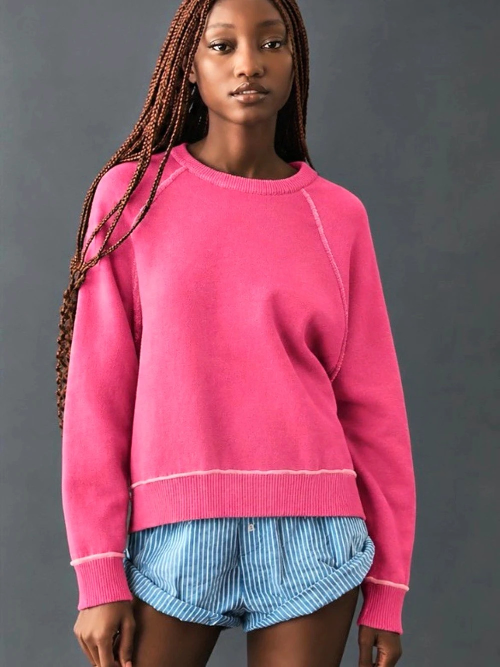 PILCRO Pink Crewneck Sweater Size Large